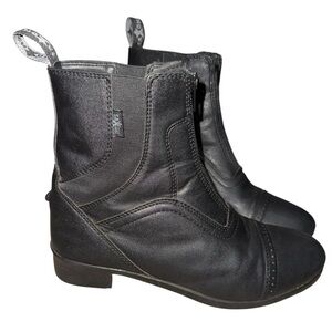 Saxon Equileather Black Zip Paddock Riding Boots - Women’s 8.5